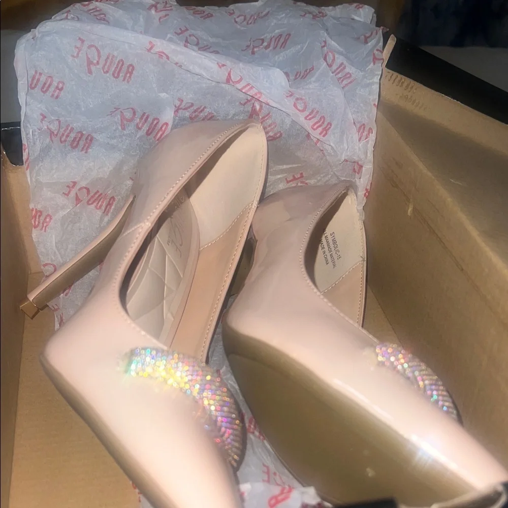 New Rouge Helium Pink Heels with Glitter Detail